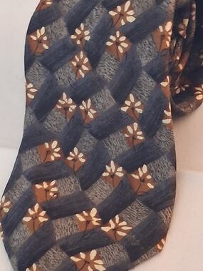 Barrington Men's Geometric Silk Tie Blue & Brown